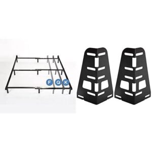 zinus compack metal bed frame, full/queen/king, black & zinus 14 inch smartbase headboard or footboard brackets, set of 2
