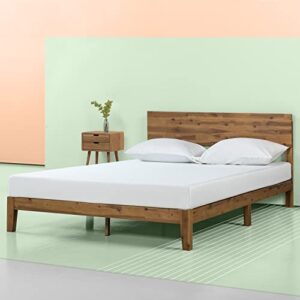 zinus julia wood platform bed frame / solid wood foundation with wood slat support / no box spring needed / easy assembly, full