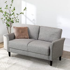 zinus jackie loveseat sofa / easy, tool-free assembly, soft grey
