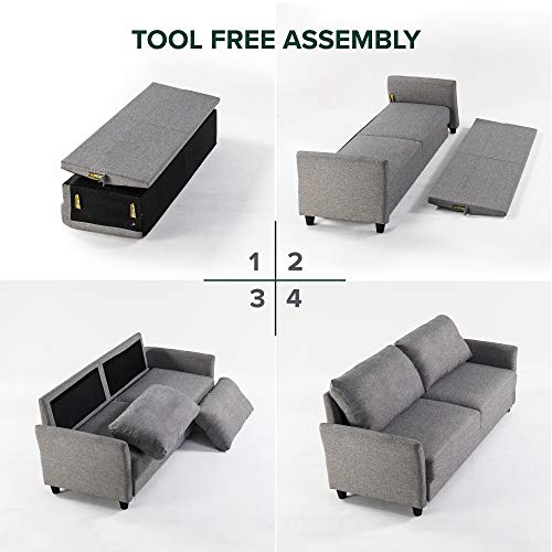 ZINUS Jackie Loveseat Sofa / Easy, Tool-Free Assembly, Soft Grey