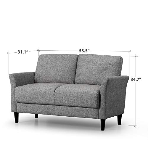 ZINUS Jackie Loveseat Sofa / Easy, Tool-Free Assembly, Soft Grey