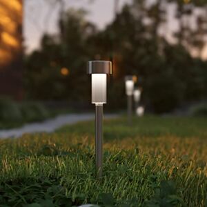 flash furniture dn-sl104-12-ss-gg 12 pack stainless steel led, weather resistant outdoor solar powered lights for pathway, garden, & yard