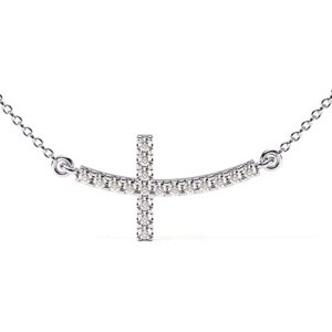 eternate 14k solid gold diamond sideways cross pendant necklace for women in yellow, white, rose gold