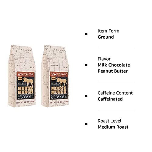 Moose Munch Gourmet Ground Coffee by Harry & David, 2/12 oz bags (Milk Chocolate Peanut Butter)