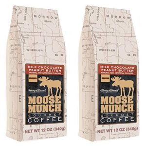 moose munch gourmet ground coffee by harry & david, 2/12 oz bags (milk chocolate peanut butter)