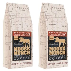 Moose Munch Gourmet Ground Coffee by Harry & David, 2/12 oz bags (Milk Chocolate Peanut Butter)