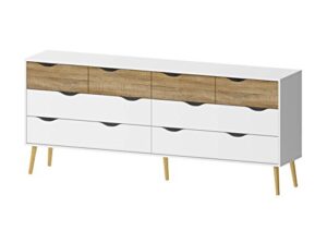 tvilum diana 8 drawer dresser, white/oak structure