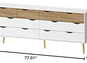 Tvilum Diana 8 Drawer Dresser, White/Oak Structure