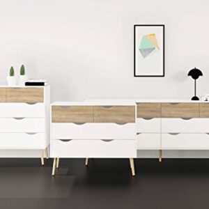 Tvilum Diana 8 Drawer Dresser, White/Oak Structure