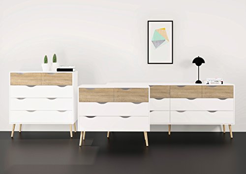 Tvilum Diana 8 Drawer Dresser, White/Oak Structure