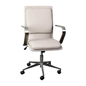 flash furniture james mid-back designer executive upholstered office chair with brushed metal base and arms, set of 1, taupe/chrome