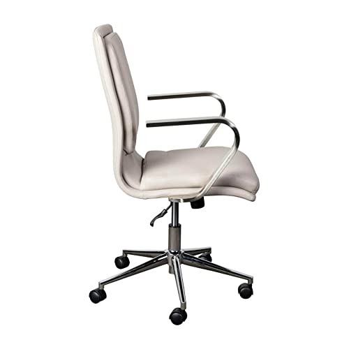 Flash Furniture James Mid-Back Designer Executive Upholstered Office Chair with Brushed Metal Base and Arms, Set of 1, Taupe/Chrome