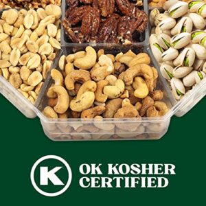 Assorted Nuts - Gourmet Nuts Gift Basket - Easter Gift Basket - 7 Sectional Platter With a Variety of Freshly Roasted Nuts - Beautifully Packaged Gift for Birthday, Sympathy, Mother’s Day Nuts. (7 Sectional, Green Box)