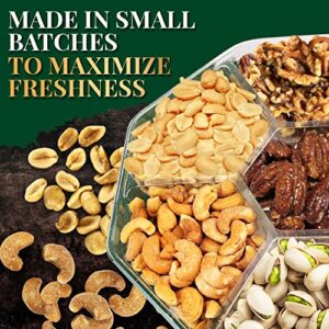 Assorted Nuts - Gourmet Nuts Gift Basket - Easter Gift Basket - 7 Sectional Platter With a Variety of Freshly Roasted Nuts - Beautifully Packaged Gift for Birthday, Sympathy, Mother’s Day Nuts. (7 Sectional, Green Box)