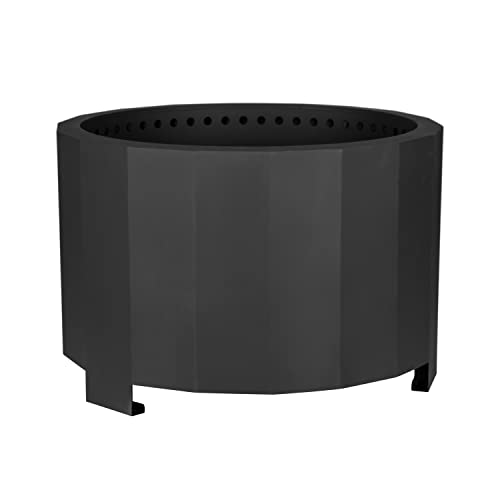 Flash Furniture Titus Commercial Grade Wood Burning Smokeless Outdoor Firepit - Black Finish - 27 inches - Portable - Waterproof Cover