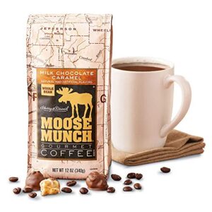 moose munch milk chocolate caramel whole bean coffee by harry & david (12 ounces)
