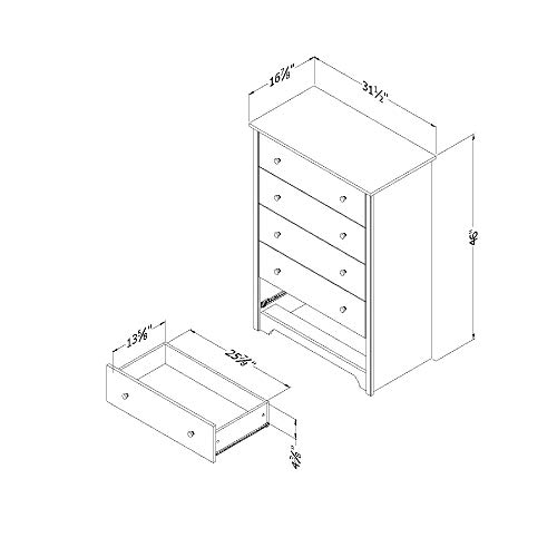 South Shore Vito Collection 5-Drawer Dresser, Pure White with Matte Nickel Handles