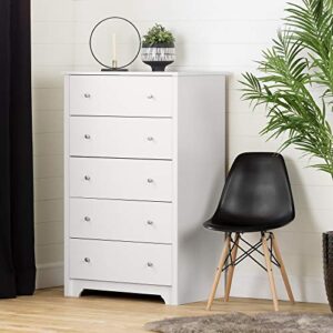 South Shore Vito Collection 5-Drawer Dresser, Pure White with Matte Nickel Handles