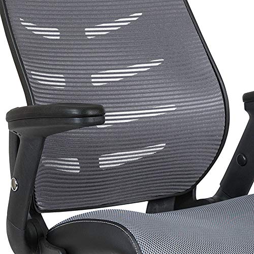 Flash Furniture High Back Dark Gray Mesh Spine-Back Ergonomic Drafting Chair with Adjustable Foot Ring and Adjustable Flip-Up Arms