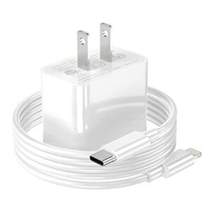 [apple mfi certified] iphone charger apple block usb c fast wall plug with 6ft usb c to lightning cable for iphone13/14/14 plus/12/pro/pro max/11/air pods pro/ipad air 3/min4 (white, 1 pack)
