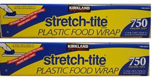 kirkland signature stretch tite plastic food wrap exizgc, 2 packs (750 sq ft food wrap)