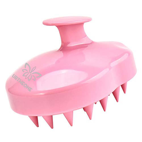 URTHEONE Hair Scalp Massager Shampoo Brush,Soft Silicone Hair Brush for Wet Dry Oily Curly Straight Thick Thin Rough Long Short Natural Men Women Kids Pets Hair Care Tools（Pink