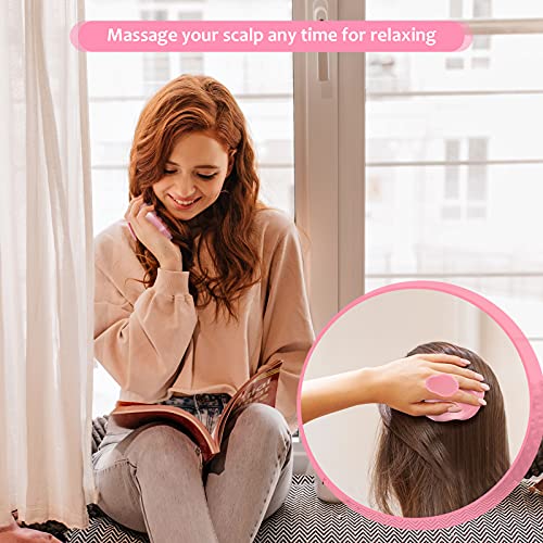 URTHEONE Hair Scalp Massager Shampoo Brush,Soft Silicone Hair Brush for Wet Dry Oily Curly Straight Thick Thin Rough Long Short Natural Men Women Kids Pets Hair Care Tools（Pink