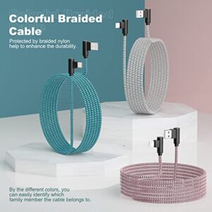 3 Pack iPhone Charger 10FT [Apple MFi Certified] Right Angle Lightning Cable iPhone Fast Charging Cord Nylon Braided for iPhone 14 13 12 11 Pro/Pro Max/Mini/XS/XR/8 7 Plus, iPad, AirPods (10 Foot)