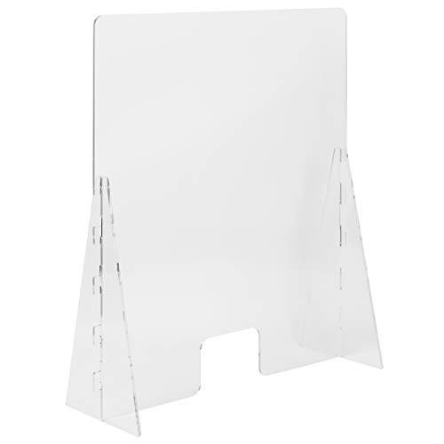 Flash Furniture Clear Freestanding Portable Protective Acrylic Sneeze Guard Plastic Panel Partition Shield for Cashier, Desk, Counter and Reception