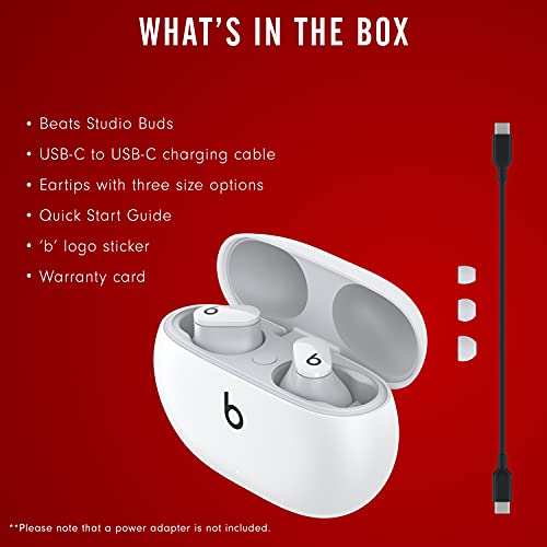 Beats Studio Buds - True Wireless Noise Cancelling Earbuds - Compatible with Apple & Android, Built-in Microphone, IPX4 Rating, Sweat Resistant Earphones, Class 1 Bluetooth Headphones - White