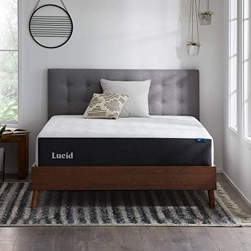 LUCID 12 Inch Queen Mattress – Plush Memory Foam Mattress – Bamboo Charcoal Foam – Gel Infused – Hypoallergenic Foam Mattress– Bed-in-A-Box- CertiPUR-US Certified