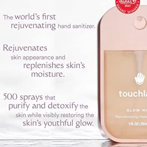 Touchland Glow Mist Rejuvenating Hand Sanitizer | Rosewater Scented | 500-Sprays each, 1FL OZ (Set of 1)