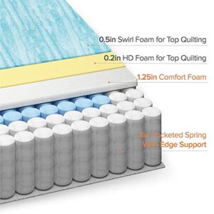 ZINUS 10 Inch Cool Touch Comfort Gel-Infused Hybrid Mattress / Pocket Innersprings for Motion Isolation / Mattress-in-a-Box, Full