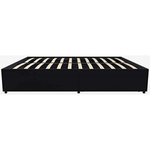 DHP Maven Upholstered Platform Bed for Raised Mattres Support with Underbed Storage Drawers, No Box Spring Needed, Queen, Black Faux Leather