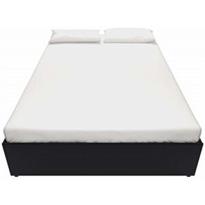 DHP Maven Upholstered Platform Bed for Raised Mattres Support with Underbed Storage Drawers, No Box Spring Needed, Queen, Black Faux Leather