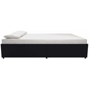 DHP Maven Upholstered Platform Bed for Raised Mattres Support with Underbed Storage Drawers, No Box Spring Needed, Queen, Black Faux Leather