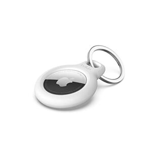 Belkin Apple AirTag Secure Holder with Key Ring - Durable Scratch Resistant Case With Open Face & Raised Edges - Protective AirTag Keychain Accessory For Keys, Pets, Luggage, Backpacks - 2-Pack White
