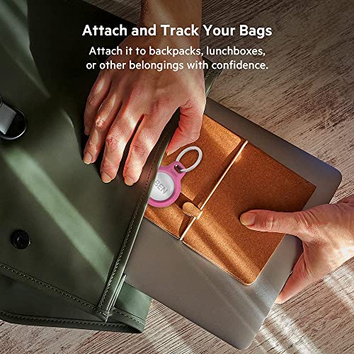 Belkin Apple AirTag Secure Holder with Key Ring - Durable Scratch Resistant Case With Open Face & Raised Edges - Protective AirTag Keychain Accessory For Keys, Pets, Luggage, Backpacks - 2-Pack White