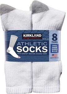 kirkland signature men’s athletic sock 8-pair, white (white, 13+)