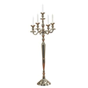 whw whole house worlds hamptons tall five candle silver candelabra, hand crafted of silver aluminum nickel, 4 ft high (48.75 inches)
