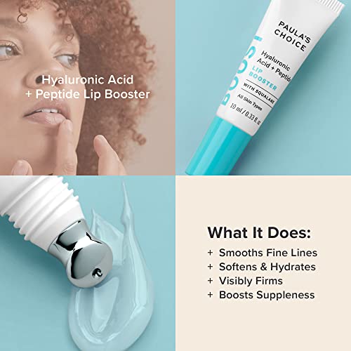 Paula's Choice BOOST Hyaluronic Acid + Peptide Lip Booster, Hydrating Treatment for Lip Volume, Loss of Firmness & Fine Lines, with Squalane, Fragrance-free & Paraben-free.33 Fluid Ounces