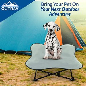 Portable Elevated Dog Bed | Folding Pet Cot for Indoor, Outdoor, Traveling, Camping | Fold Up Steel Frame with Padded Cushion Canopy | Raised Travel Lounger for Large, Small, Dogs, Cats, up to 100 lb.