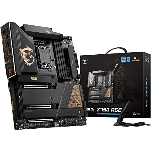 MSI MEG Z790 ACE Motherboard E-ATX - Supports Intel Core 12/13th Gen Processors, LGA 1700, DDR5 Boost (7800+MHz/OC), 2x PCIe 5.0 x16, 1x PCIe 4.0 x16, 1 x M.2 Gen5, 4 x M.2 Gen4, 2.5Gbps LAN, Wi-Fi 6E