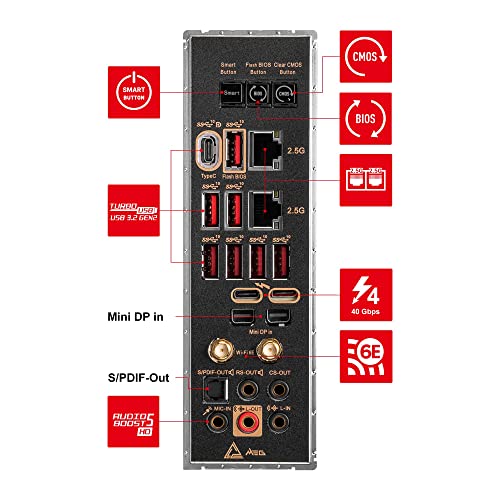 MSI MEG Z790 ACE Motherboard E-ATX - Supports Intel Core 12/13th Gen Processors, LGA 1700, DDR5 Boost (7800+MHz/OC), 2x PCIe 5.0 x16, 1x PCIe 4.0 x16, 1 x M.2 Gen5, 4 x M.2 Gen4, 2.5Gbps LAN, Wi-Fi 6E