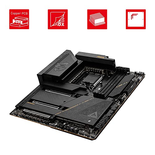 MSI MEG Z790 ACE Motherboard E-ATX - Supports Intel Core 12/13th Gen Processors, LGA 1700, DDR5 Boost (7800+MHz/OC), 2x PCIe 5.0 x16, 1x PCIe 4.0 x16, 1 x M.2 Gen5, 4 x M.2 Gen4, 2.5Gbps LAN, Wi-Fi 6E