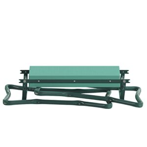 Flash Furniture Assisi Foldable Garden Kneeler Bench- Double Sided Green Foam Padding - Green Welded Iron Tube Frame - Removable Tool Bag Pouch