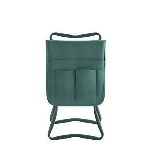 Flash Furniture Assisi Foldable Garden Kneeler Bench- Double Sided Green Foam Padding - Green Welded Iron Tube Frame - Removable Tool Bag Pouch