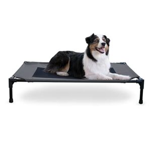 K&H PET PRODUCTS Elevated Cooling Outdoor Dog Bed Portable Raised Dog Cot Charcoal/Black Large 30 X 42 X 7 Inches