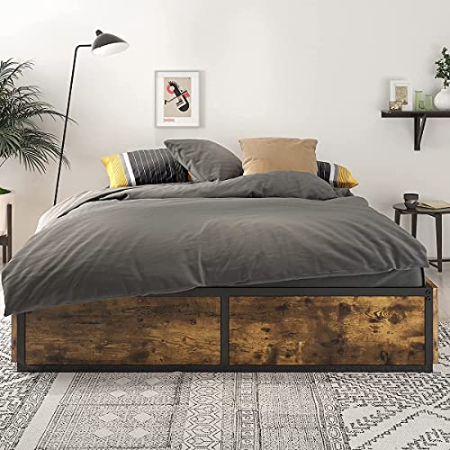 SHA CERLIN Queen Storage Bed Frame with 4 Drawers on Wheels, Platform Bed Queen Size with Under Bed Storage, No Box Spring Needed, Large Storage Space, Easy Assembly