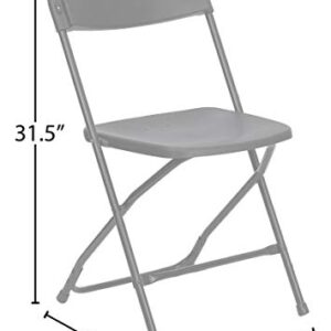 Flash Furniture 8' Bi-Fold Granite White Plastic Event/Training Folding Table Set with 10 Folding Chairs